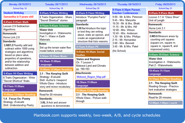 Planbook.com   online lesson planner