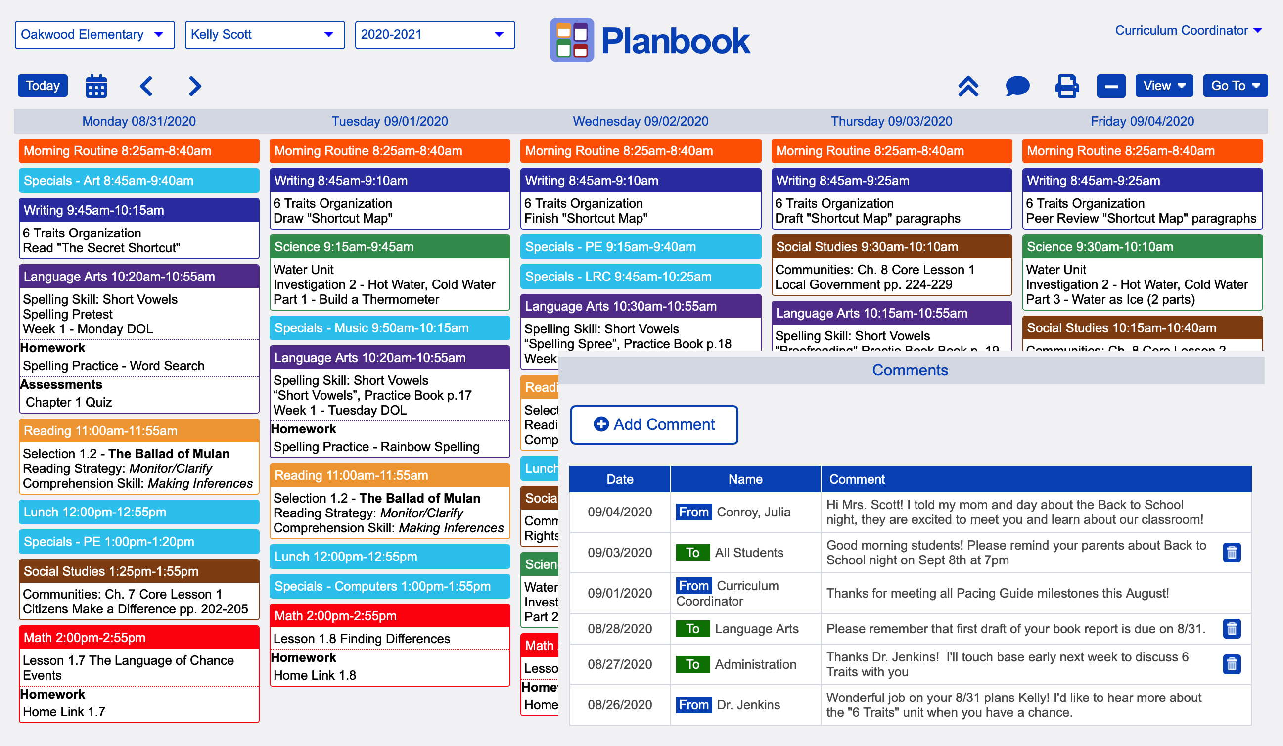 Planbook Lesson Plans